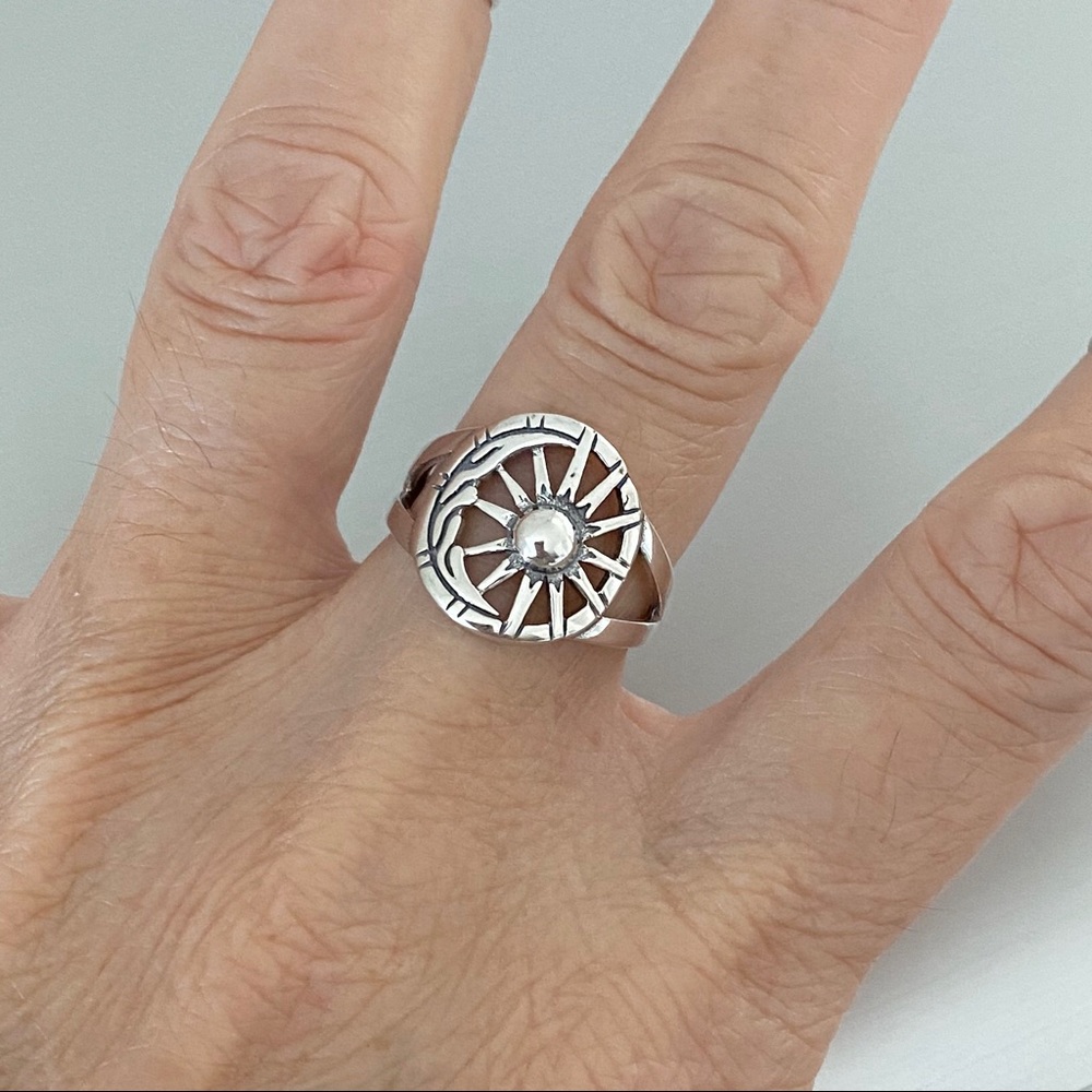Sterling Silver Moon And Sun Ring, Statement Ring - image 6
